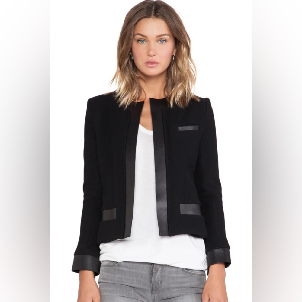 IRO Clem Wool & Leather Trim Evening Jacket